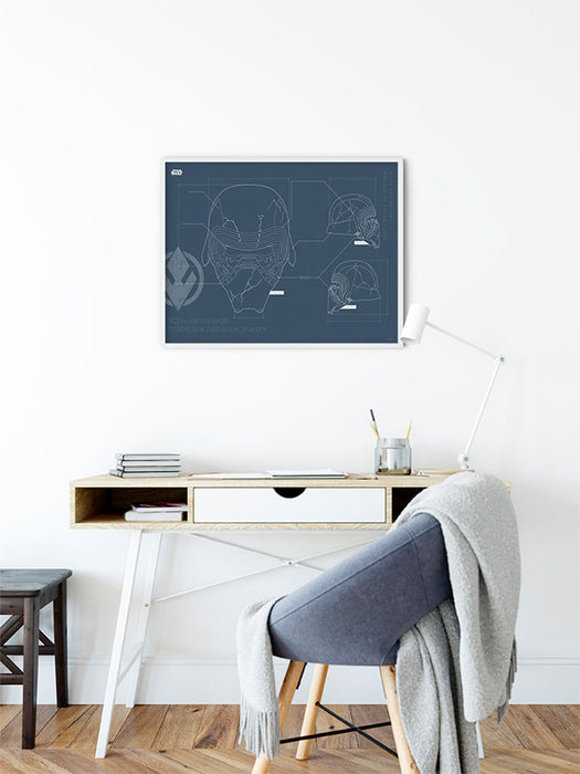Komar NEU | Wandbild - Star Wars EP9 Blueprint Kylo Helmet - Größe 40 x 30 cm