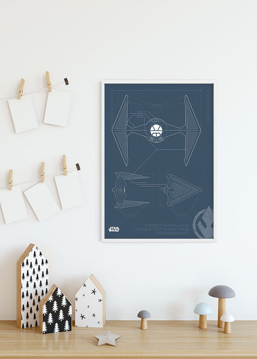 Komar NEU | Wandbild - Star Wars Blueprint Sith TIE-Fighter - Größe 40 x 50 cm