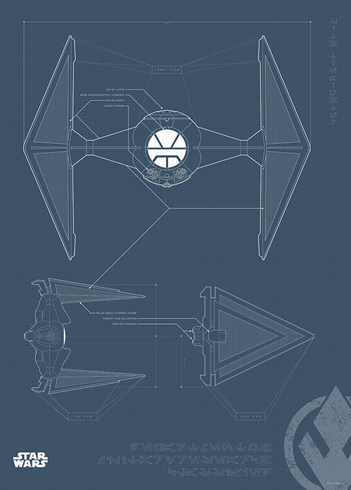 Komar NEU | Wandbild - Star Wars Blueprint Sith TIE-Fighter - Größe 50 x 70 cm