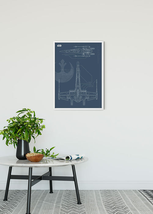 Komar NEU | Wandbild - Star Wars Blueprint X-Wing - Größe 50 x 70 cm