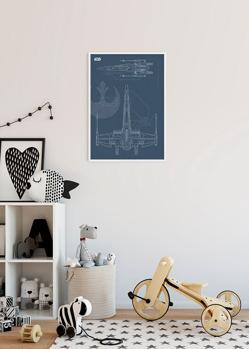 Komar NEU | Wandbild - Star Wars Blueprint X-Wing - Größe 50 x 70 cm