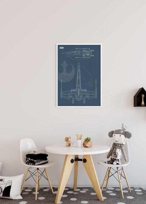 Komar NEU | Wandbild - Star Wars Blueprint X-Wing - Größe 40 x 50 cm