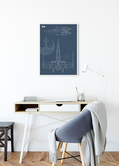 Komar NEU | Wandbild - Star Wars Blueprint X-Wing - Größe 40 x 50 cm