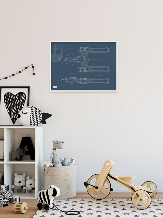 Komar NEU | Wandbild - Star Wars EP9 Blueprint Y-Wing - Größe 40 x 30 cm