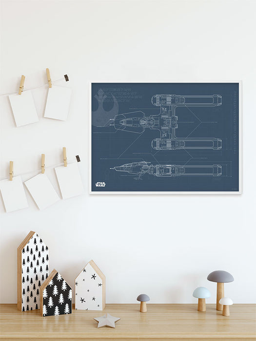 Komar NEU | Wandbild - Star Wars EP9 Blueprint Y-Wing - Größe 40 x 30 cm