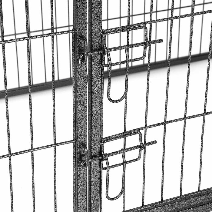 AUSLAUF FEANDREA | 8-teilig Tierlaufgitter, Eisen Hundegitter, stabil Tiergitter, Welpenlaufstall, faltbar und tragbar, 77 x 80 cm, grau PPK88G