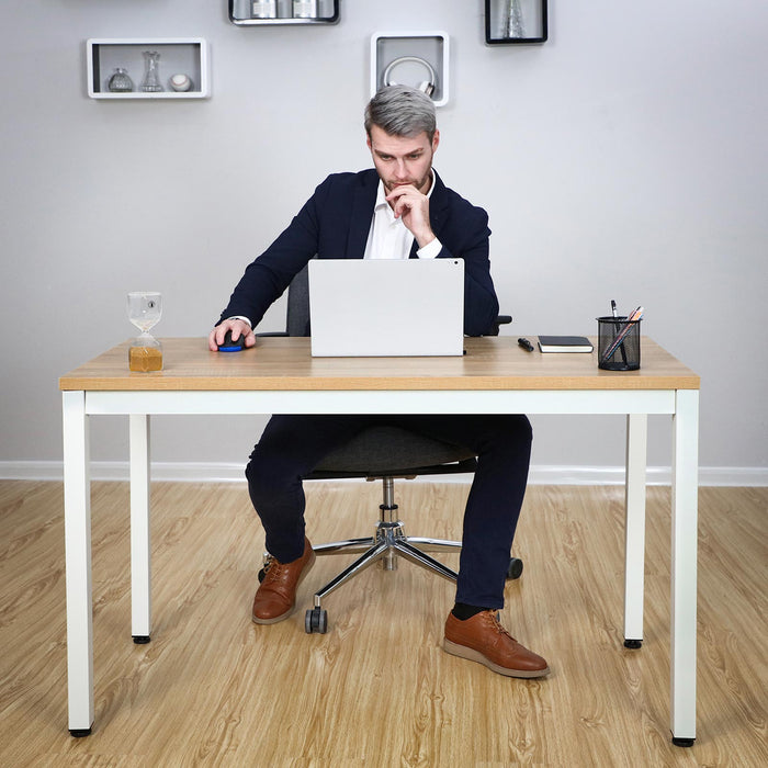 VASAGLE | Moderner Computertisch weiß-naturfarben