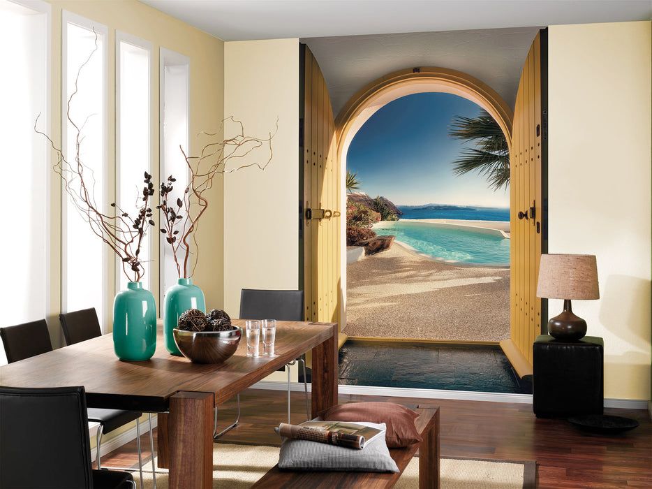 Komar NEU | Digitaldruck Vlies Fototapete - Santorini - Größe 200 x 250 cm