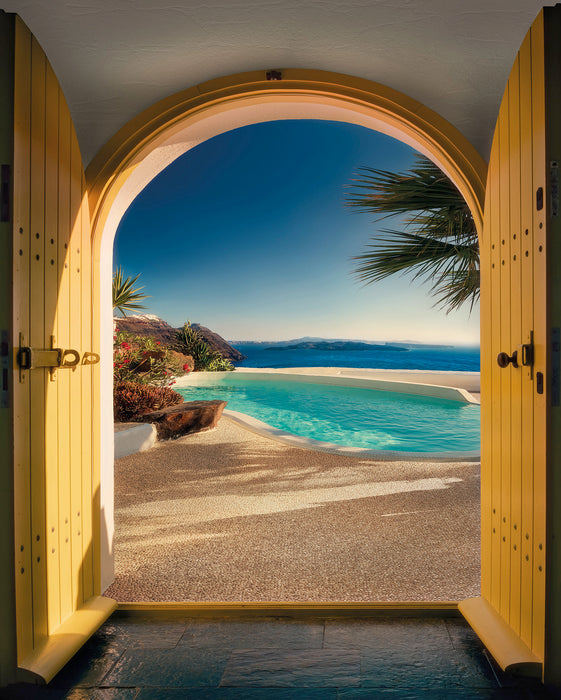 Komar NEU | Digitaldruck Vlies Fototapete - Santorini - Größe 200 x 250 cm