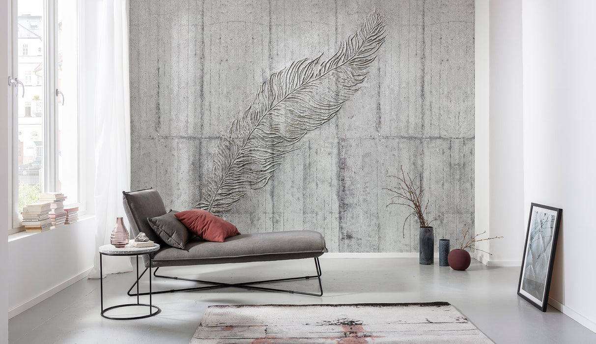 Digitaldruck Vlies Fototapete | Concrete Feather | 350 x 250 cm