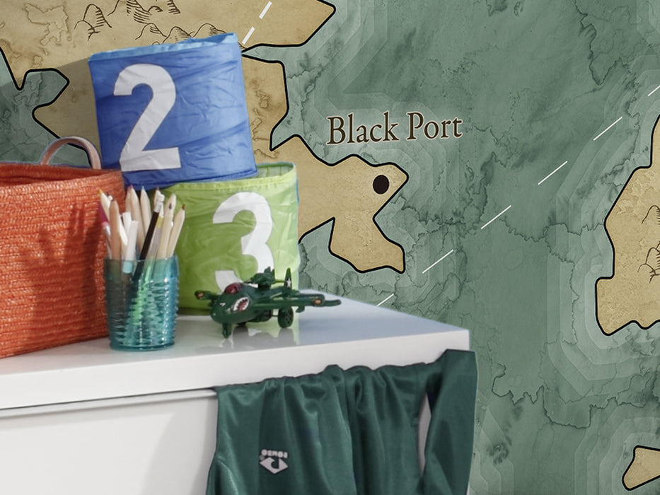 Komar NEU | Digitaldruck Vlies Fototapete - Old Travel Map - Größe 350 x 250 cm