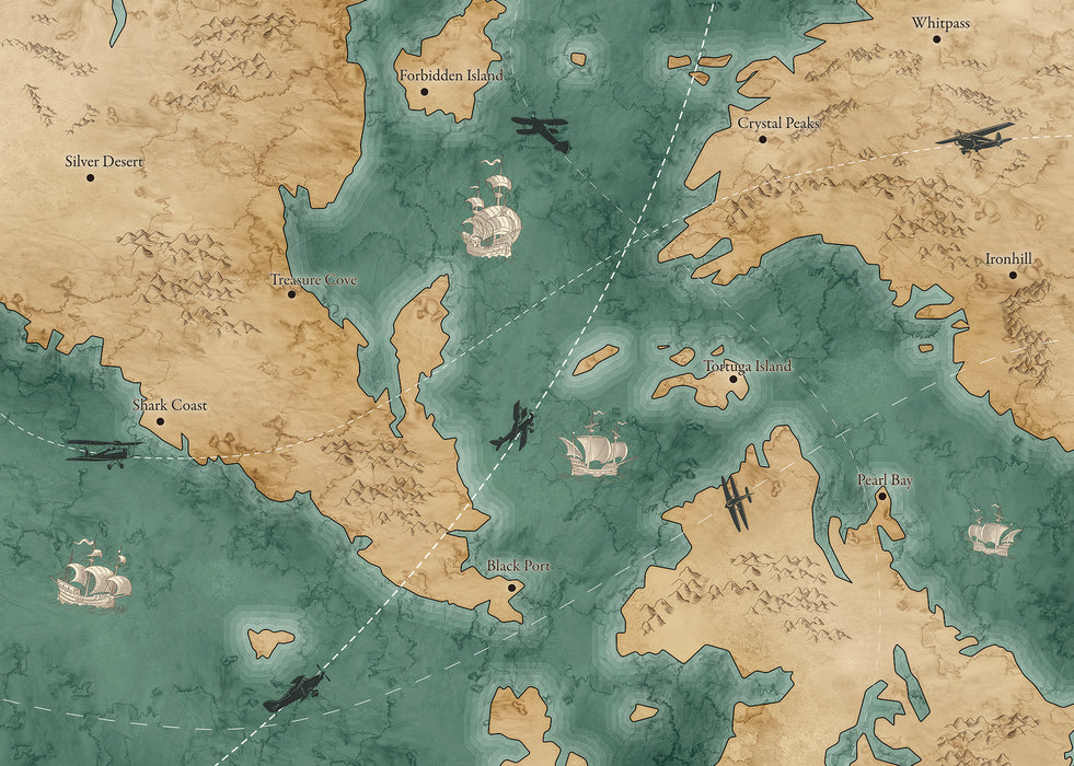 Digitaldruck Vlies Fototapete | Old Travel Map | 350 x 250 cm