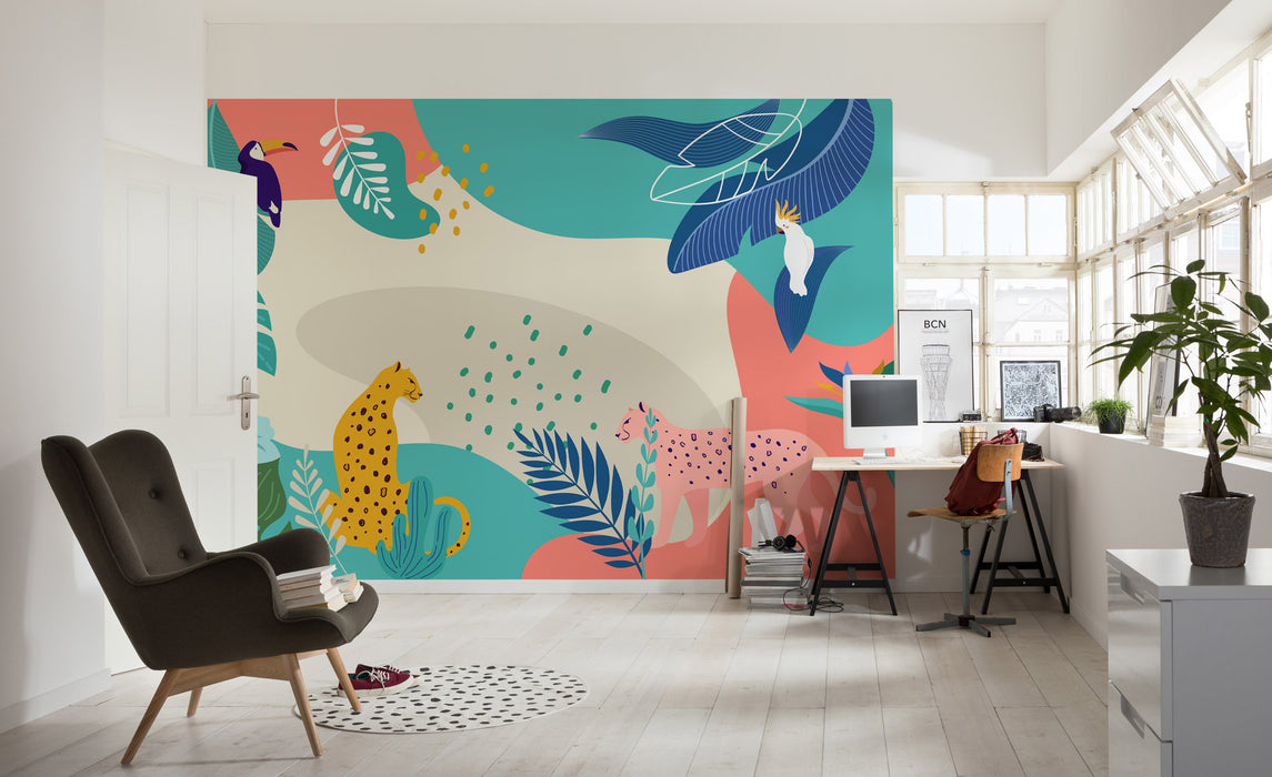 Digitaldruck Vlies Fototapete | Jungle Rendezvous | 350 x 250 cm