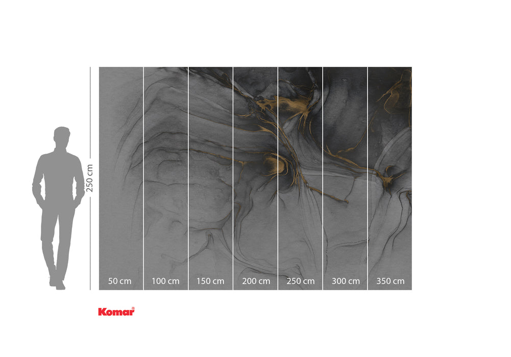 Digitaldruck Vlies Fototapete | Ink Gold Flow | 350 x 250 cm