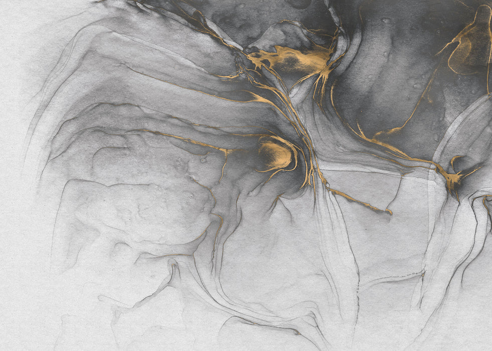 Digitaldruck Vlies Fototapete | Ink Gold Flow | 350 x 250 cm