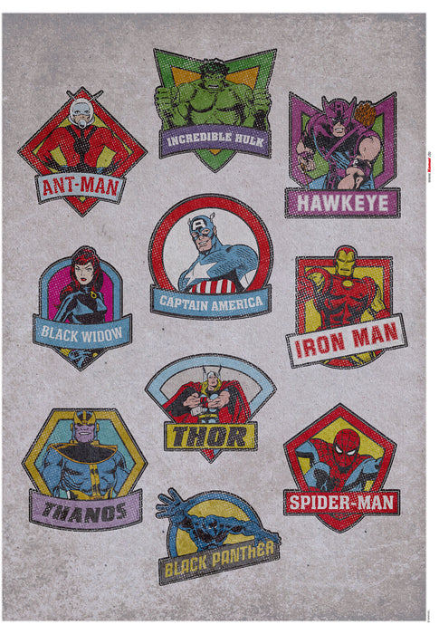 Komar | Wandtattoo | Avengers Badges  | Größe 50 x 70 cm