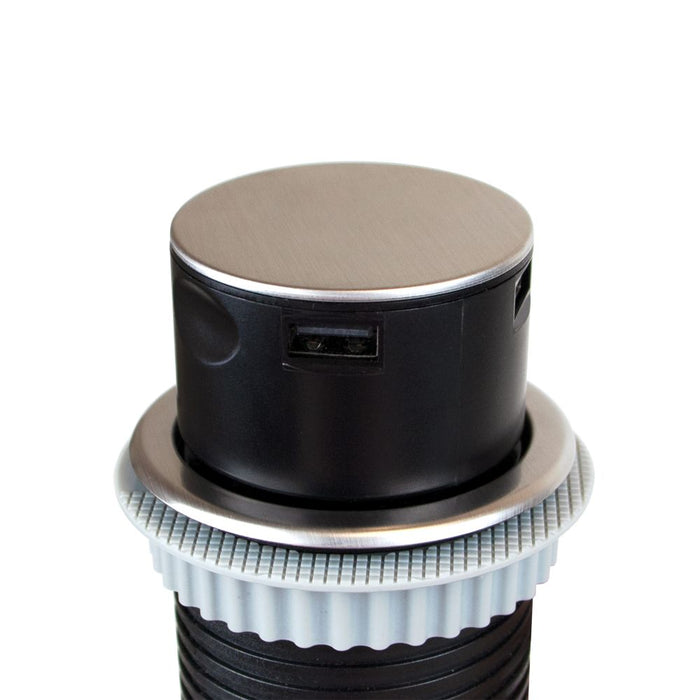 emuca Vertikal Push60 2-Fach-Steckdose mit 2 USB, versenkbar, mit push, Schuko-S