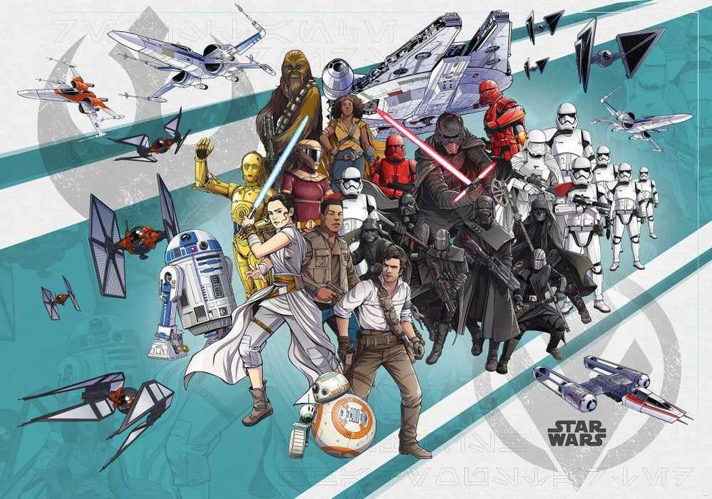 Vlies Fototapete | Star Wars Cartoon Collage Wide | Größe 400 x 280 cm