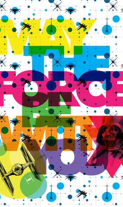 Vlies Fototapete | Star Wars Pop Neon Geometrics Vader | Größe 120 x 200 cm