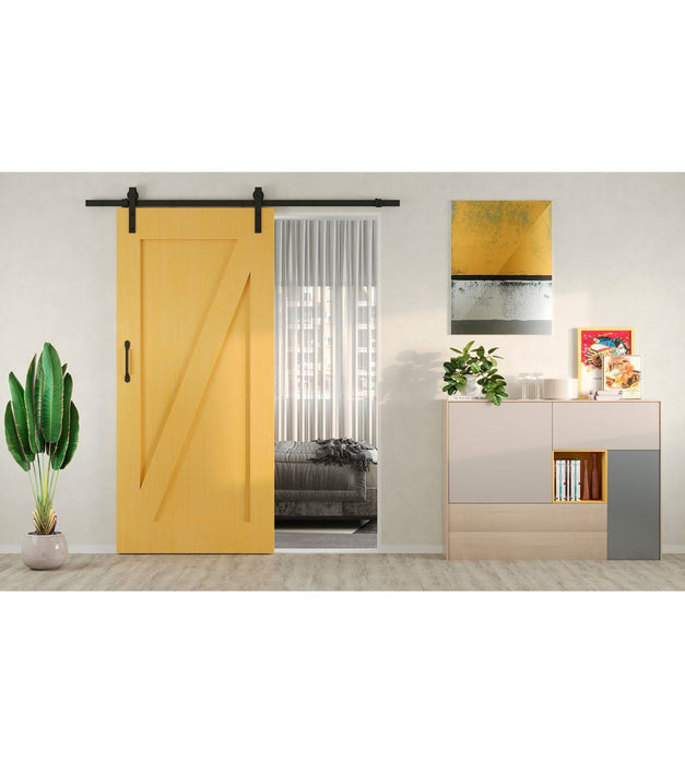 Emuca Set aus Hardware set eine Barn Holz Hänge-Schiebetür, sanftem Schließen, Paneele nicht inbegriffen, Stahl Kunststoff, Schwarz lackiert