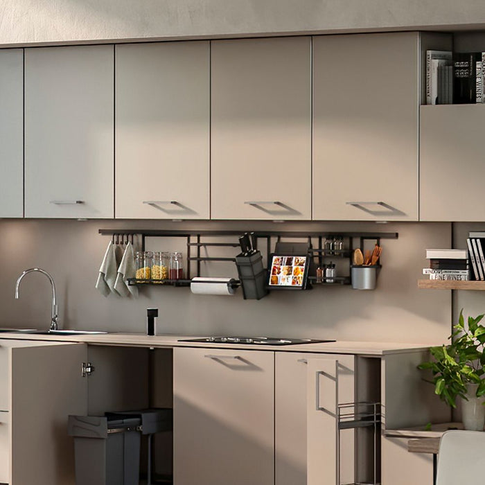 emuca Küchenbesteckhalter mit Chromeimer zum Aufhängen Stahl Anthrazit Grau