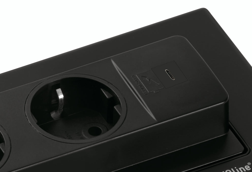 Naber | Evoline® BackFlip USB C | Einbausteckdosenelemente | mit Schukosteckdosen | schwarz lackiert
