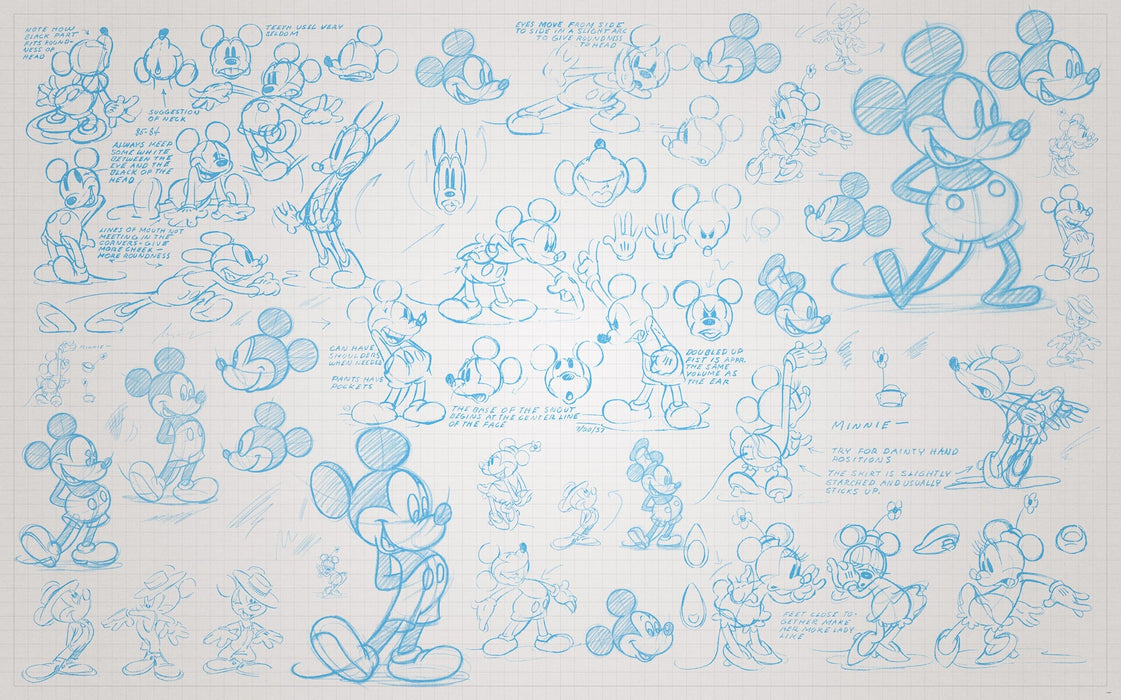 Vlies Fototapete | Mickey Sketches | Größe 400 x 250 cm