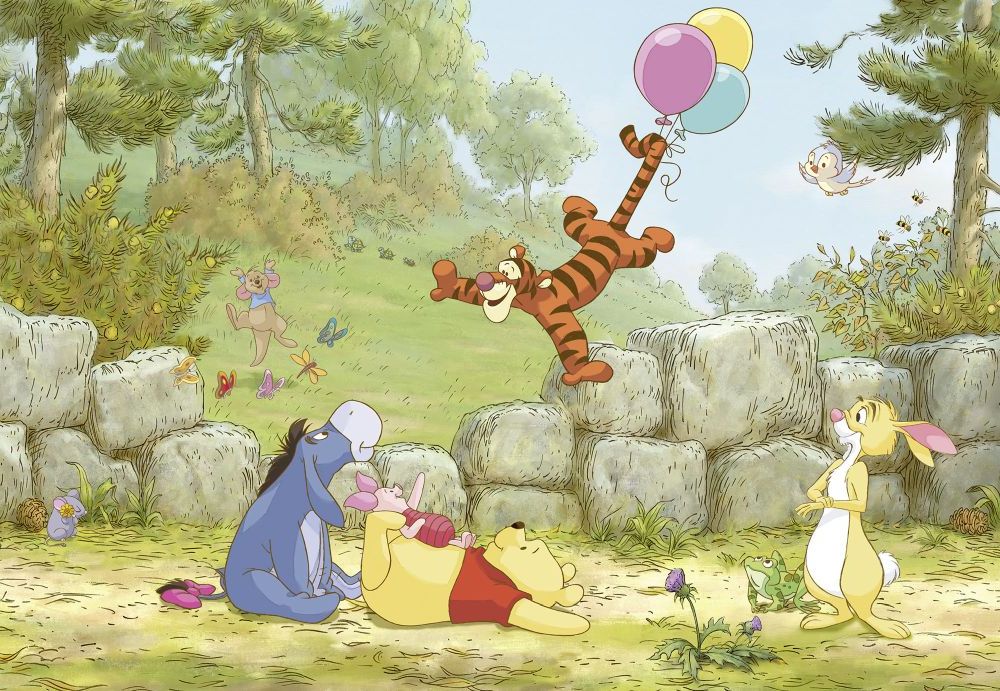 Papier Fototapete | Winnie Pooh Ballooning | Größe 368 x 254 cm