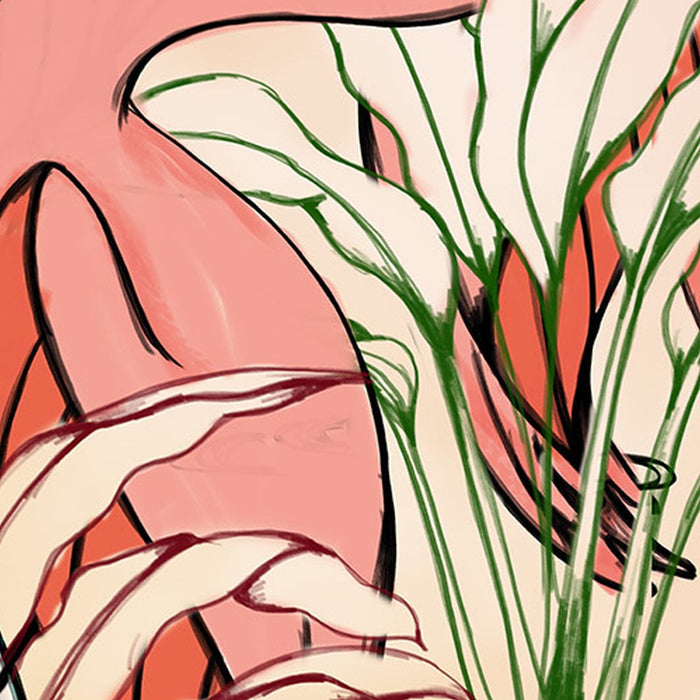 Vlies Fototapete | Flamingos and Lillys | Größe 200 x 280 cm