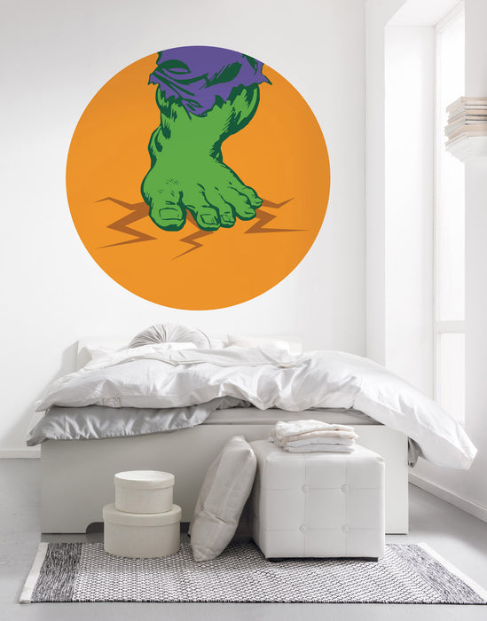 Komar | Selbstklebende Vlies Fototapete/Wandtattoo | Avengers Hulk's Foot Pop Art | Größe 125 x 125 cm