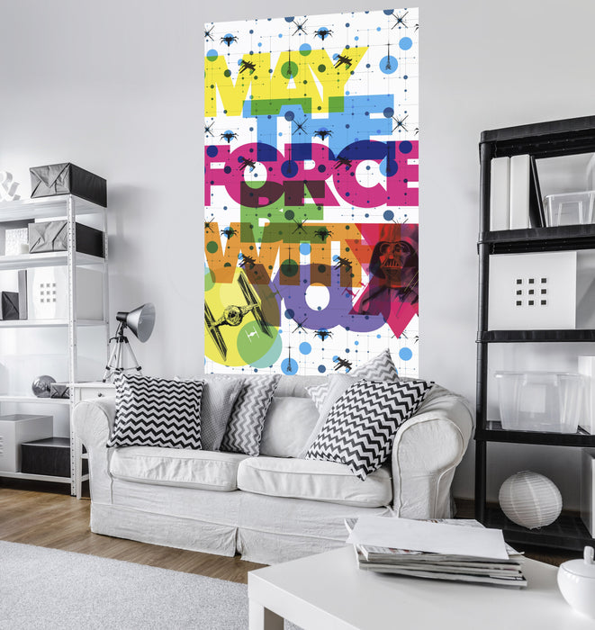 Vlies Fototapete | Star Wars Pop Neon Geometrics Vader | Größe 120 x 200 cm