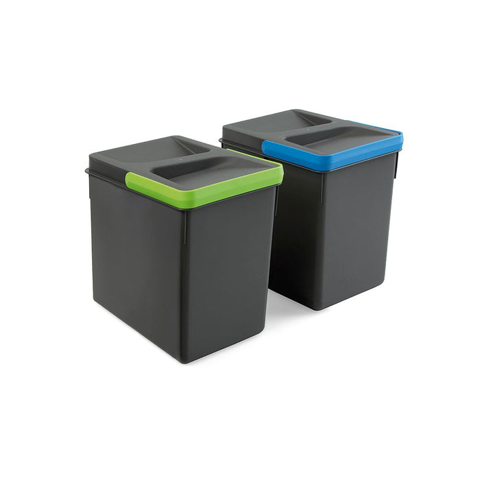 emuca Behälter für Küchenschublade, H 216 mm, 2x6L, Anthrazitgrau
