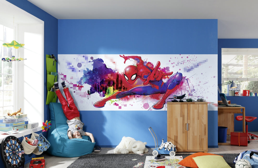 Komar | Papier Fototapete | Spider Man Graffiti Art | Größe 368 x 127 cm