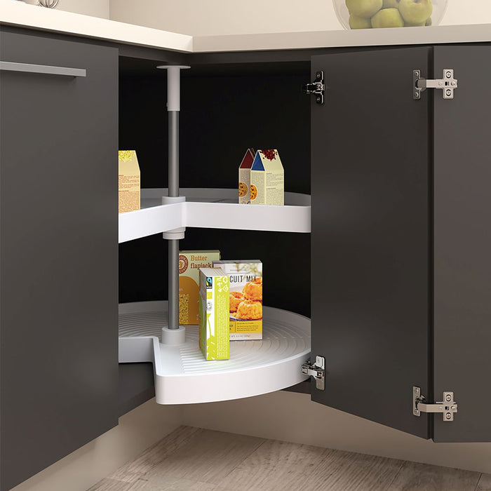 emuca Satz drehbare Ablagen Küchenschränke 270º Modul 800 mm Kunststoff Alu Weiß