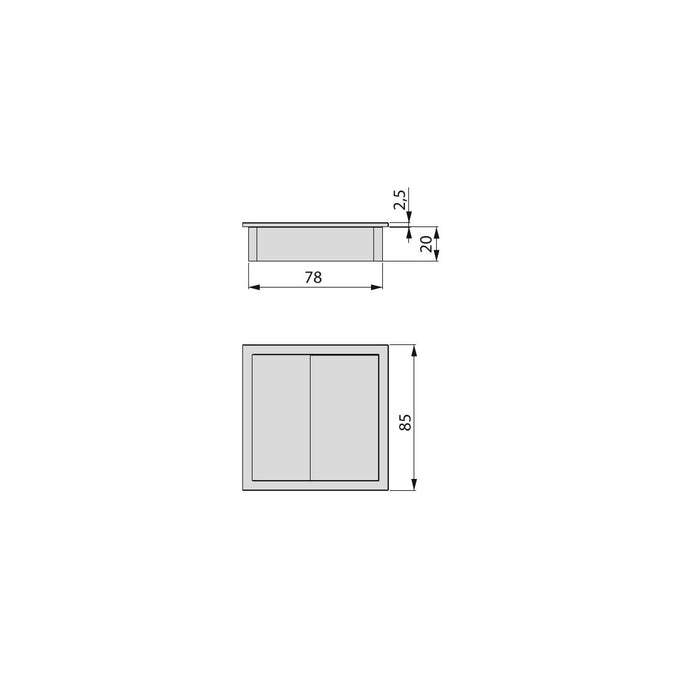 emuca Kabeldurchlass Tische quadratisch 85 x 85 mm Einbetten Kunststoff Weiß 5 S