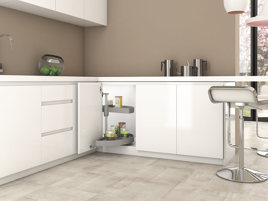 emuca Satz drehbare Ablagen Küchenschränke 180º Modul 800 mm Kunststoff Weiß
