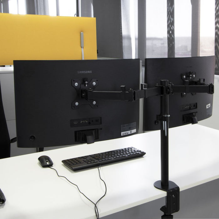 emuca Doppelter Monitorständer 13 bis 32 Zoll für Tisch, bis 8 kg pro Arm, MAX V