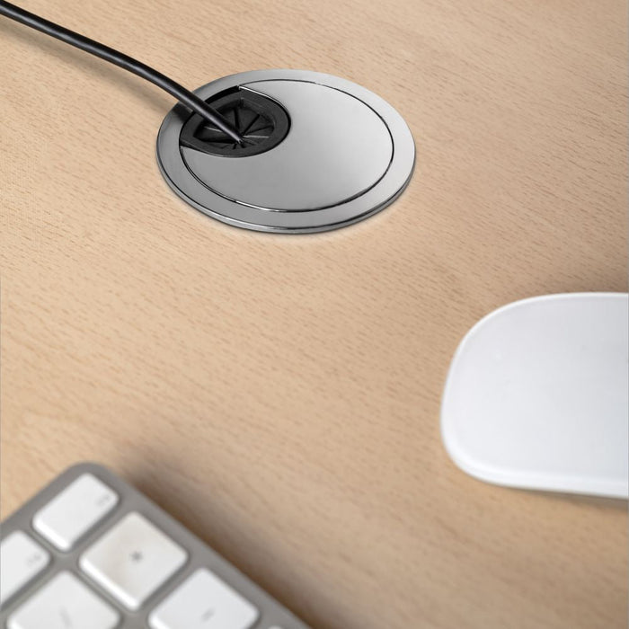 Satz von 8 ren Kabeldurchführungen, Durchmesser 60mm, Zamak, verchromt, Unterputzmontage