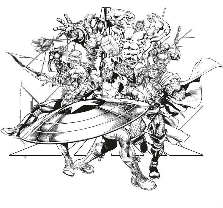 Vlies Fototapete | Avengers Black and White | Größe 300 x 280 cm