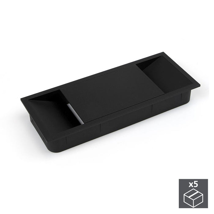 emuca Kabeldurchlass Tische rechteckig 152 x 61 mm Einbetten Kunststoff Schwarz
