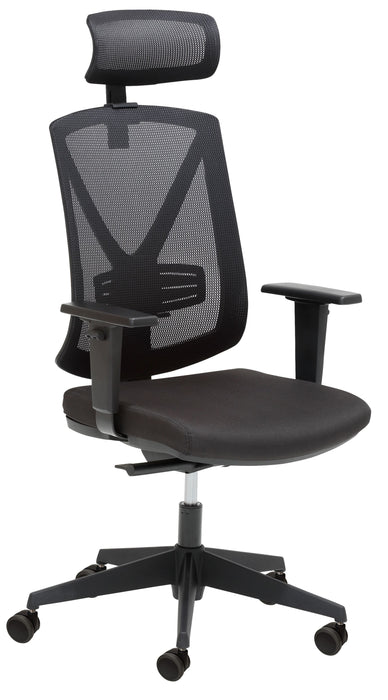 Mayer | Drehstuhl mit höhenverstellbarer Kopfstütze 2336 | Schwarz | Gestell Schwarz