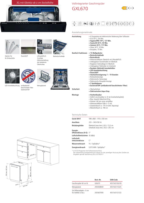 Oranier | GXL670 | Geschirrspüler