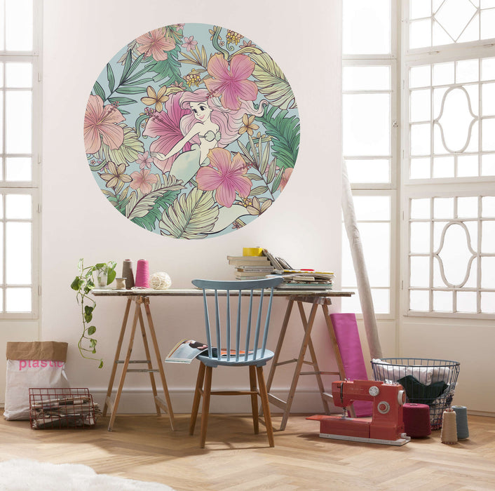 Komar | Selbstklebende Vlies Fototapete/Wandtattoo | Ariel Ocean Flowers | Größe 125 x 125 cm
