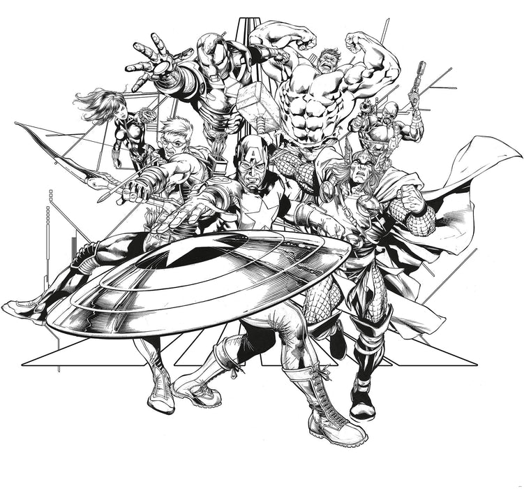 Vlies Fototapete | Avengers Black and White | Größe 300 x 280 cm