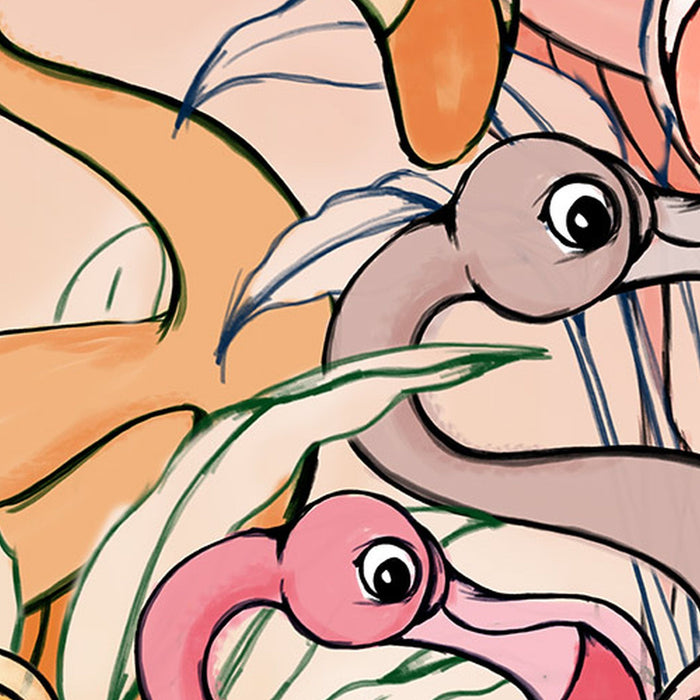 Komar | Vlies Fototapete | Flamingos and Lillys | Größe 200 x 280 cm
