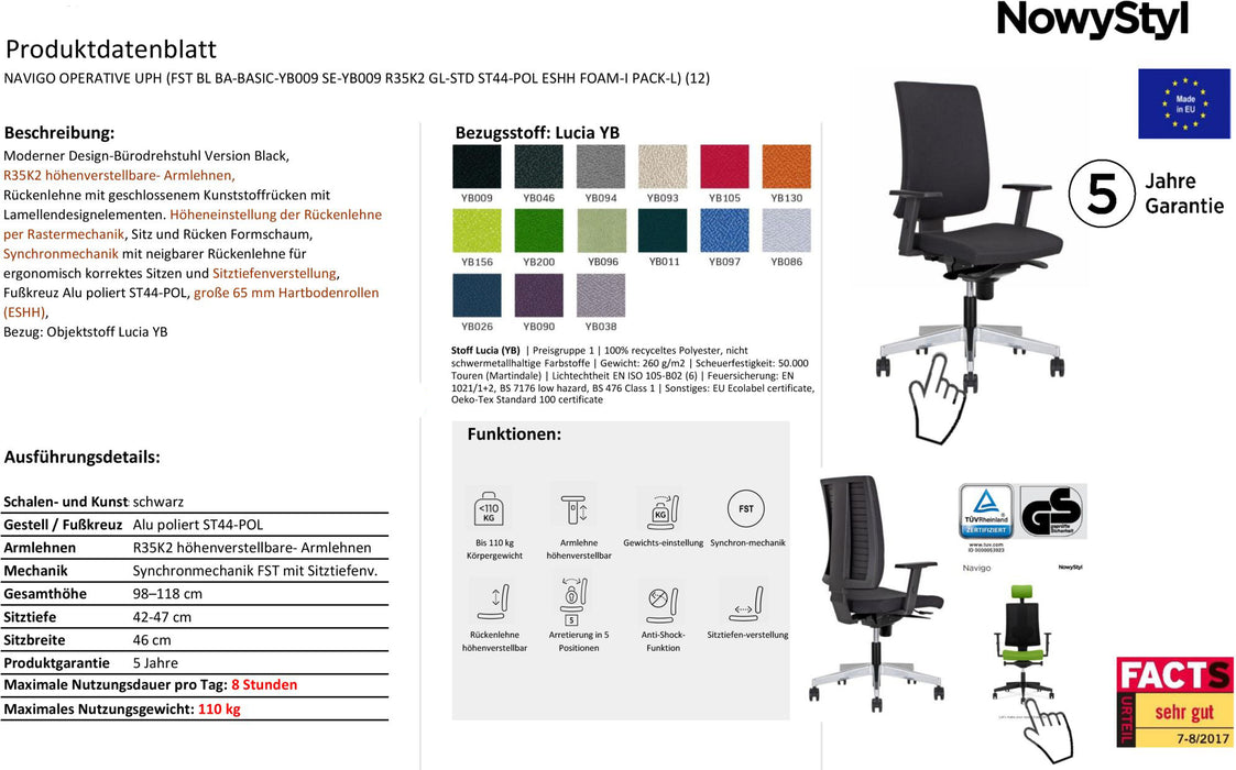 Nowy Styl Navigo | Drehstuhl Bürostuhl Schreibtischstuhl Bürosessel | 27 Farben