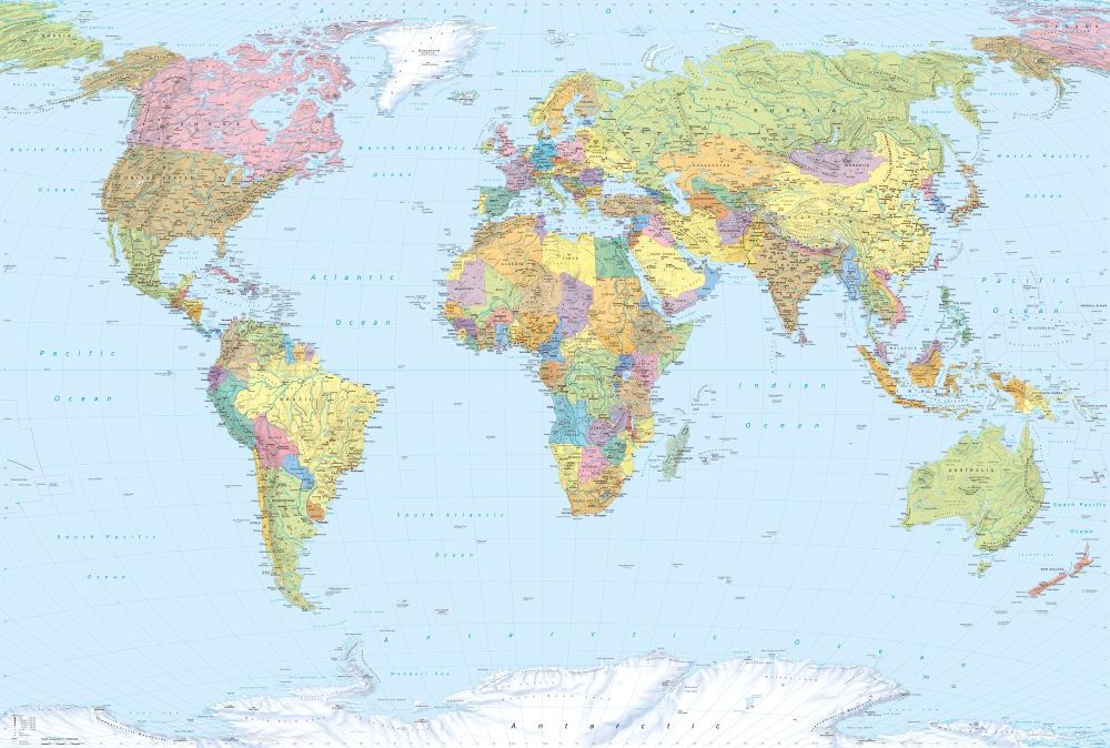 Komar | Vlies Fototapete | World Map | Größe 368 x 248 cm
