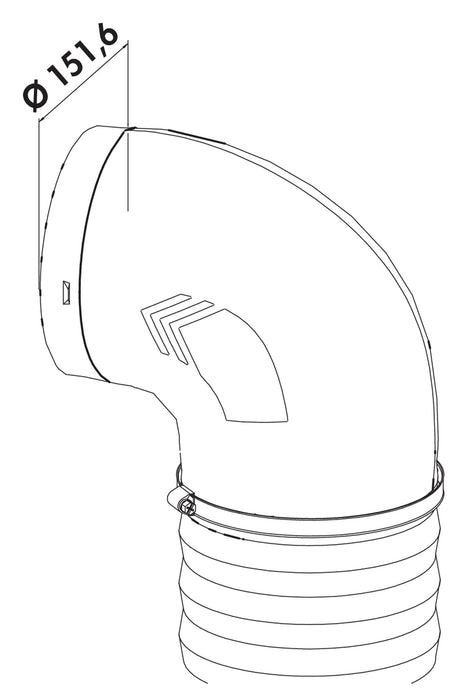 Naber | P-RBVX 150 Rohrbogen 90° mit Flexkanal | Verbindungselement | L 500 mm | hellgrau