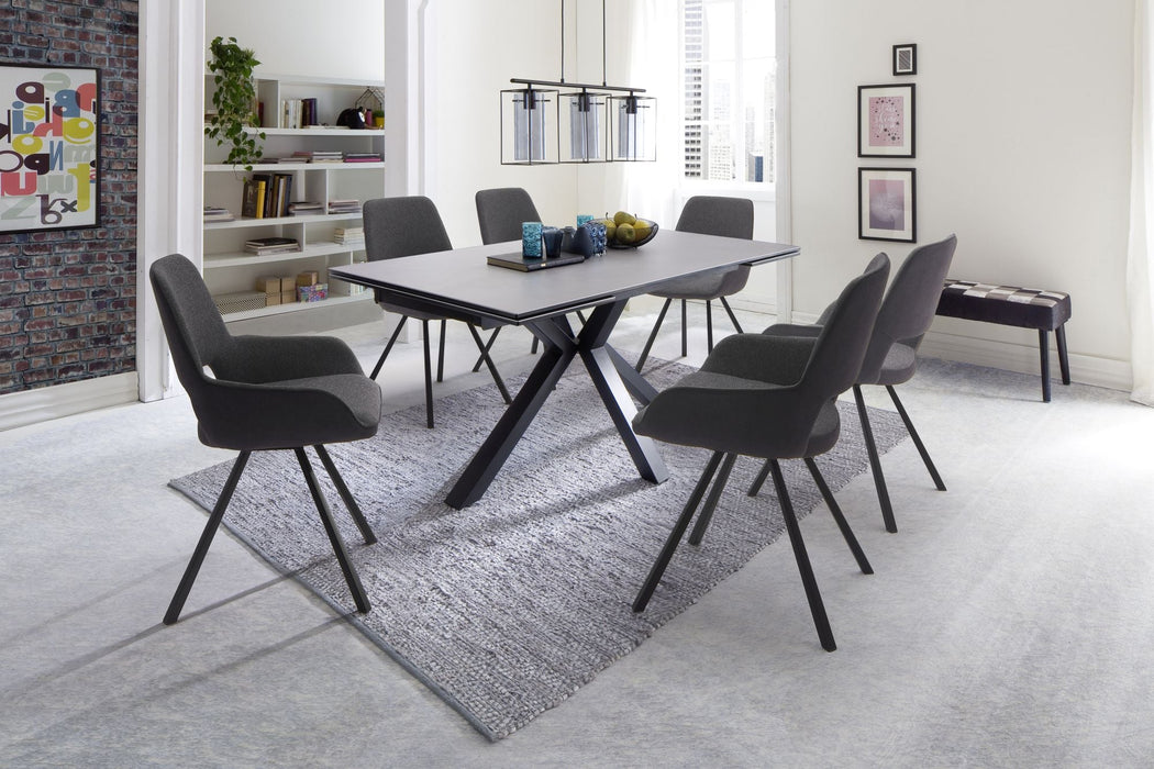 MCA | NAGANO ESSTISCH        HG | 160(240)X90CM,TP:KERAMIK | HELLGR.S[ULE:MET.SCHW MAT