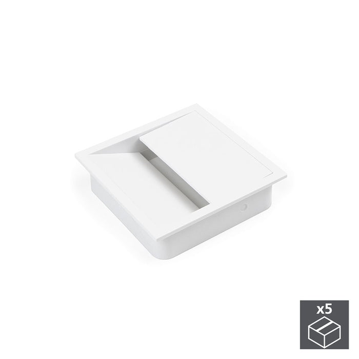 emuca Kabeldurchlass Tische quadratisch 85 x 85 mm Einbetten Kunststoff Weiß 5 S